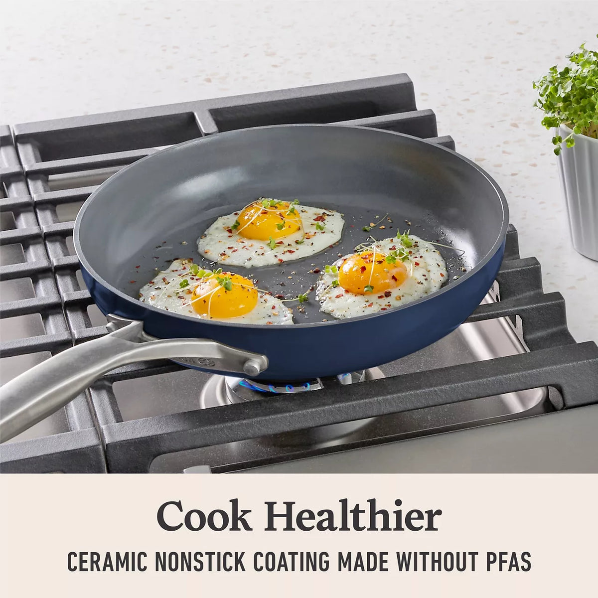 Premier Ceramic Nonstick 8-Piece Cookware Set, Midnight Blue