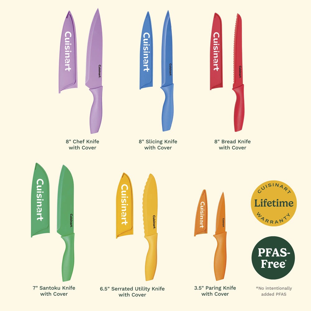 12 Piece Nonstick Color Knife Set with Blade Guards
