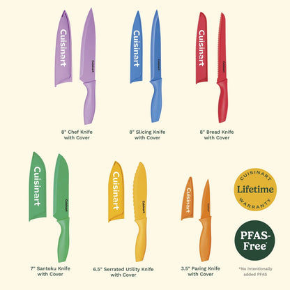 12 Piece Nonstick Color Knife Set with Blade Guards