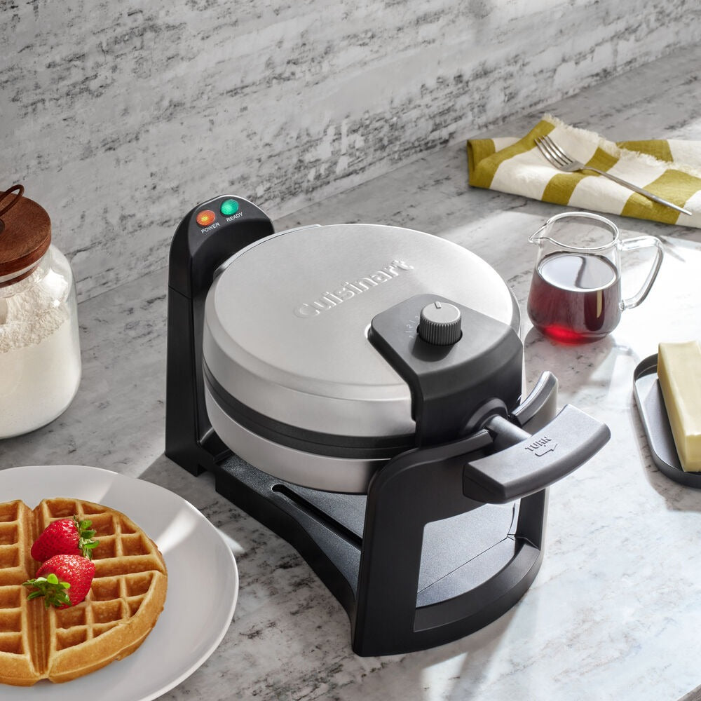 Round Flip Belgian Waffle Maker