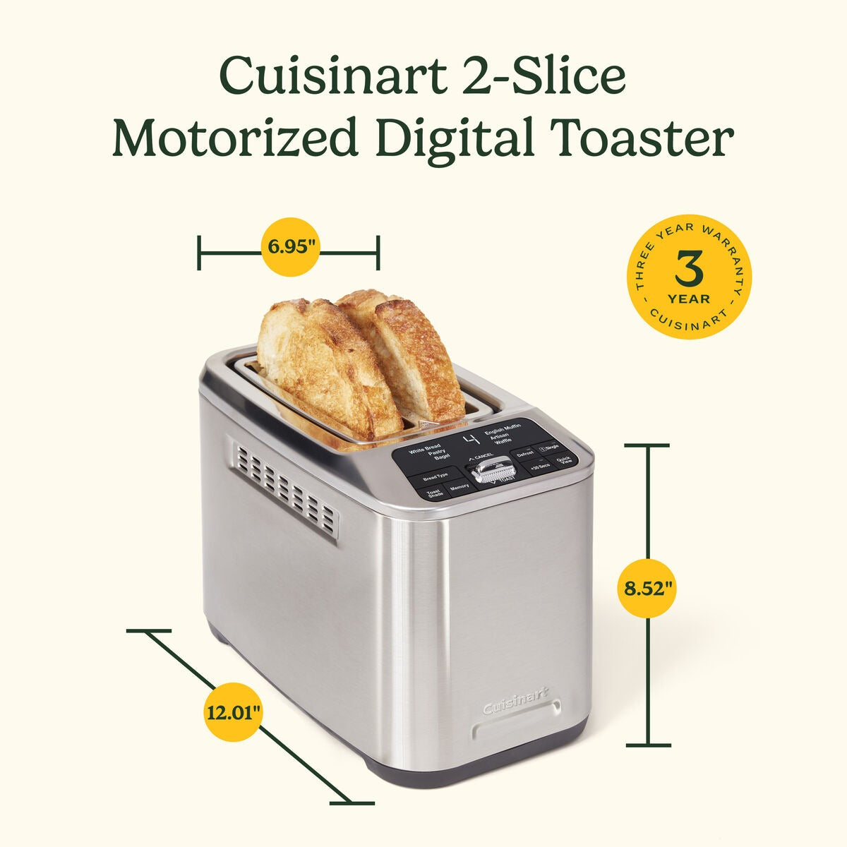 2-Slice Motorized Digital Toaster