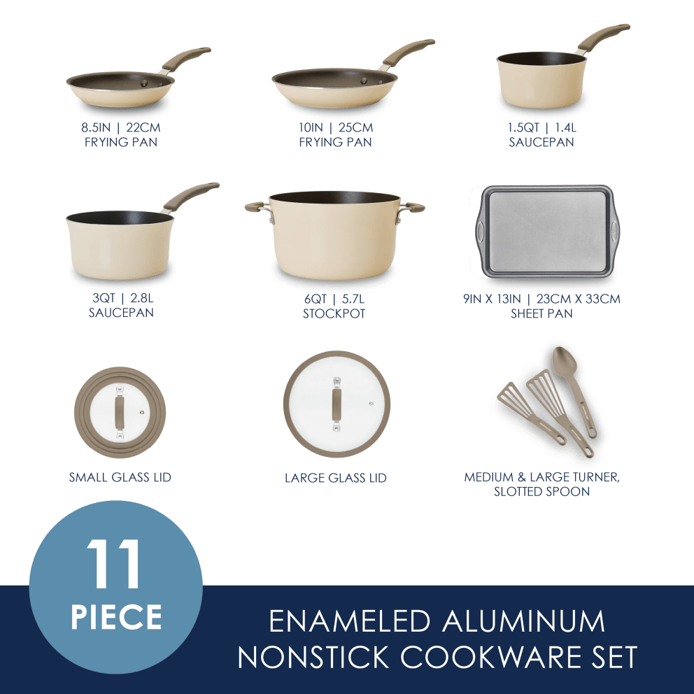 Rachael Ray Cook &amp; Create 11-Piece Enameled Aluminum Cookware Set