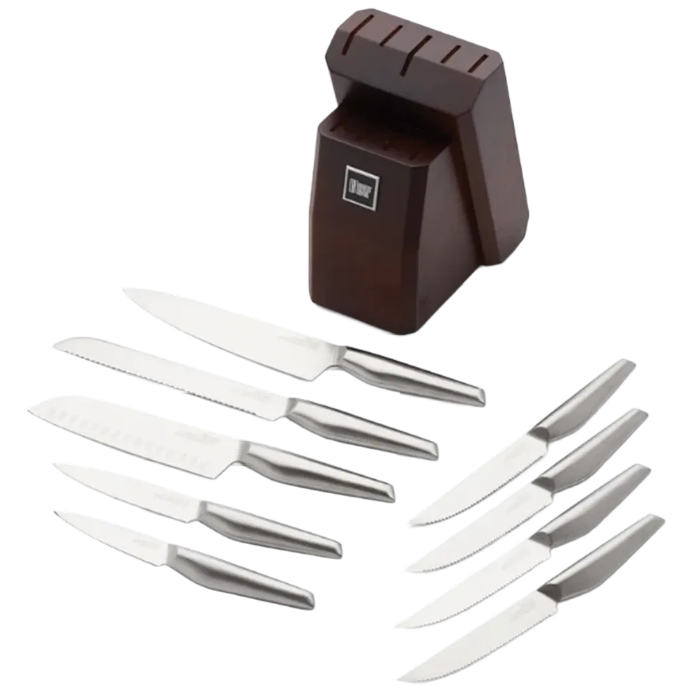 Robert Irvine 10-Piece Stainless Steel Knife Block Set