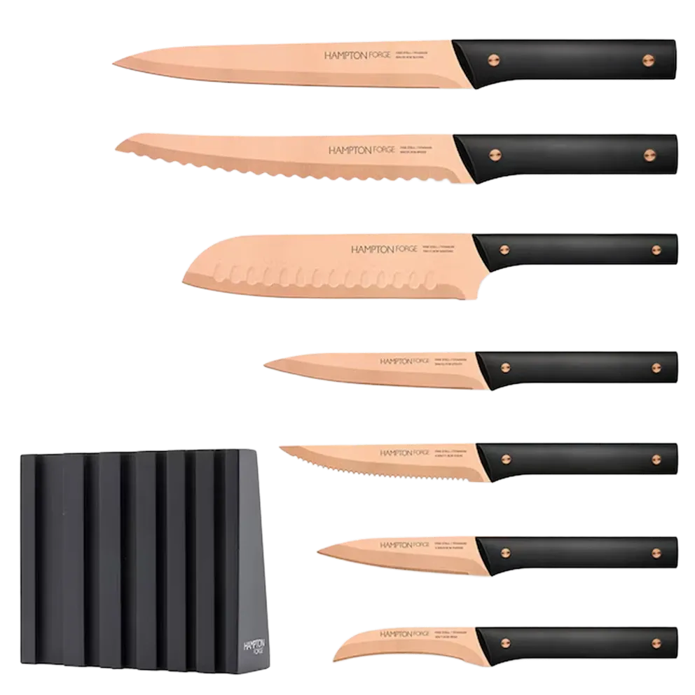 Hampton Forge 13-Piece Knight Copper Cutlery Block Set