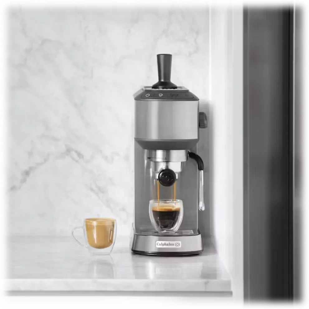 Calphalon Compact Stainless Steel Espresso Machine with Milk Frother