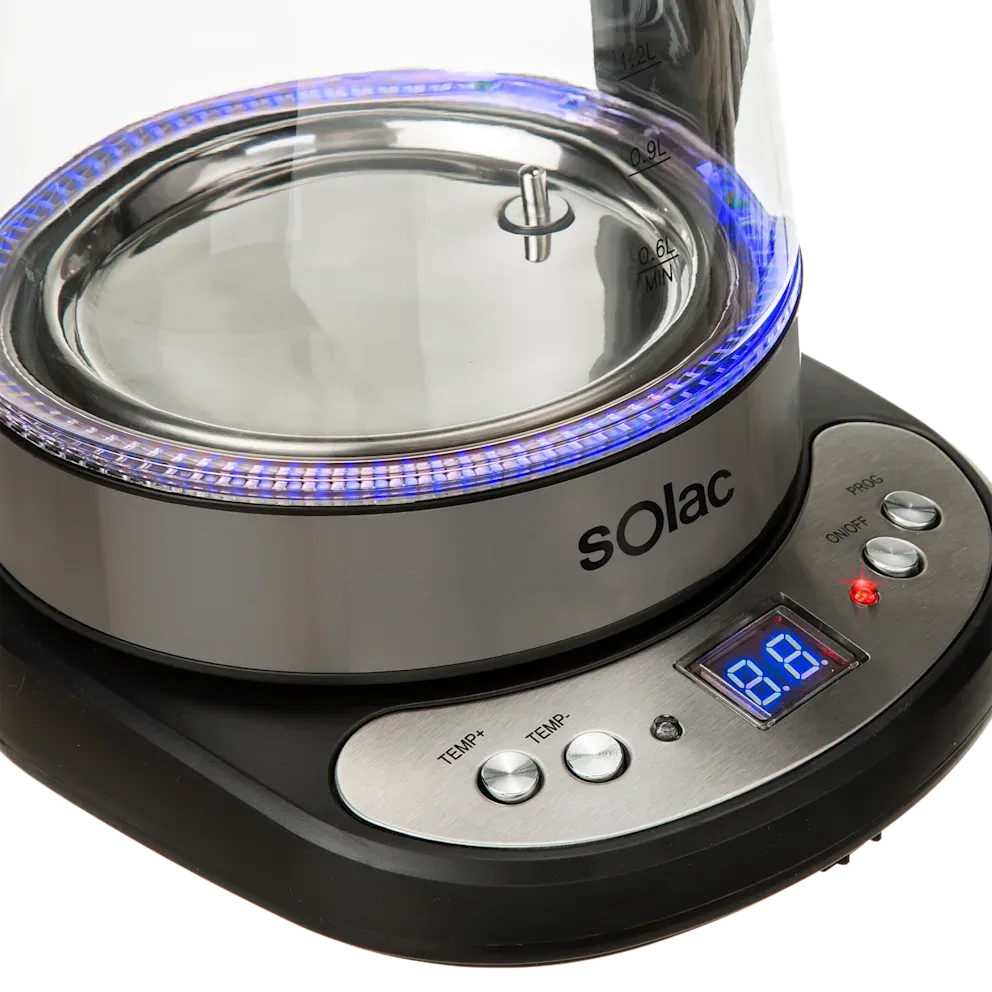 SOLAC Aroa Premium Adjustable Temperature Cordless Glass Kettle