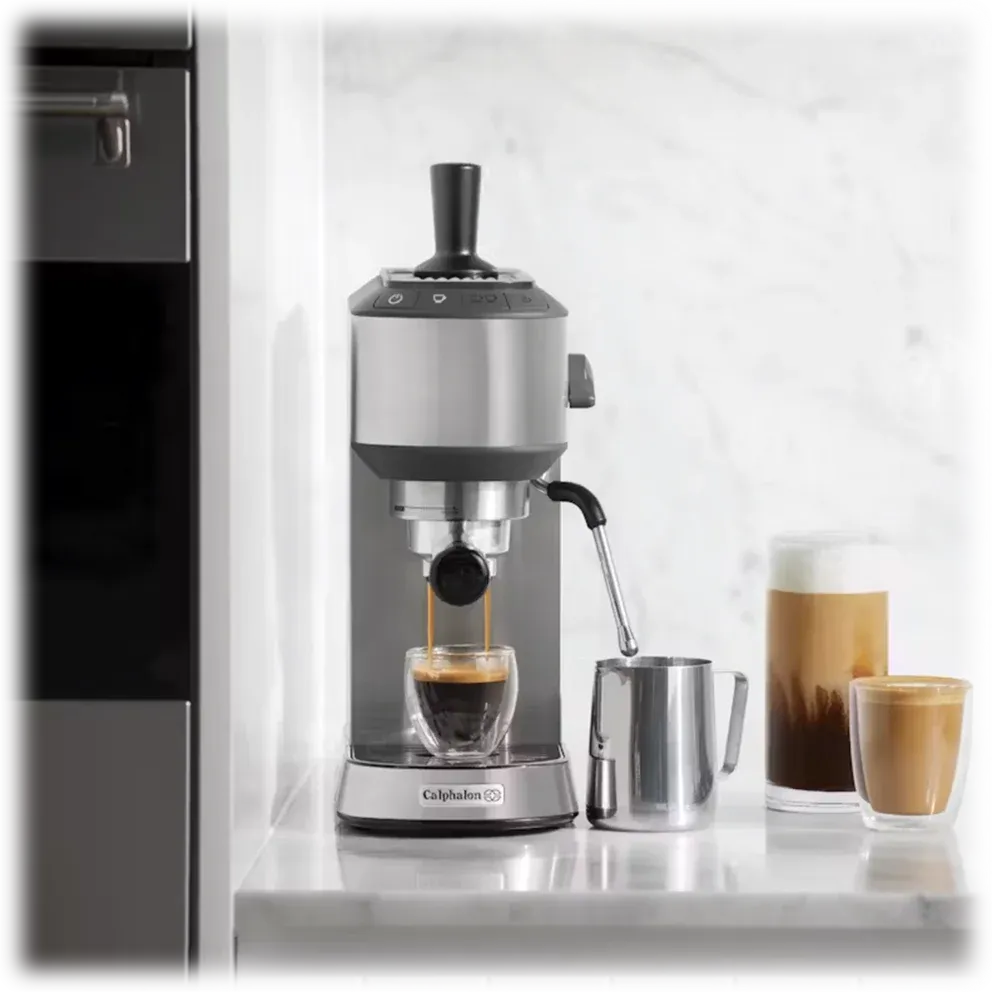 Calphalon Compact Stainless Steel Espresso Machine with Milk Frother