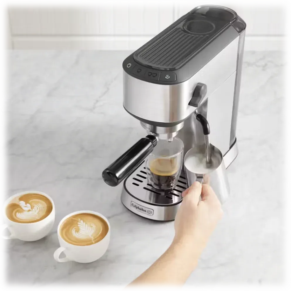 Calphalon Compact Stainless Steel Espresso Machine with Milk Frother