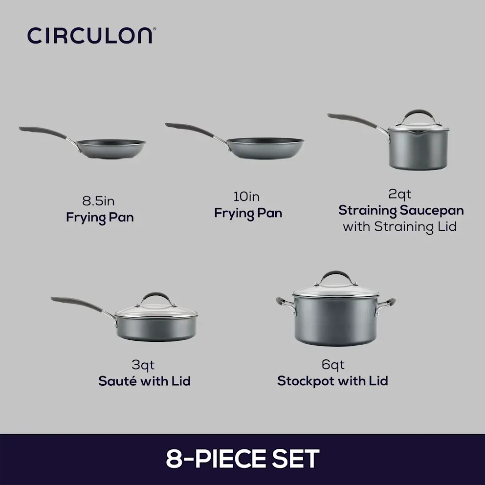 Circulon 8-Piece A1 ScratchDefense Nonstick Cookware Set