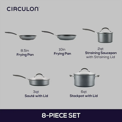 Circulon 8-Piece A1 ScratchDefense Nonstick Cookware Set