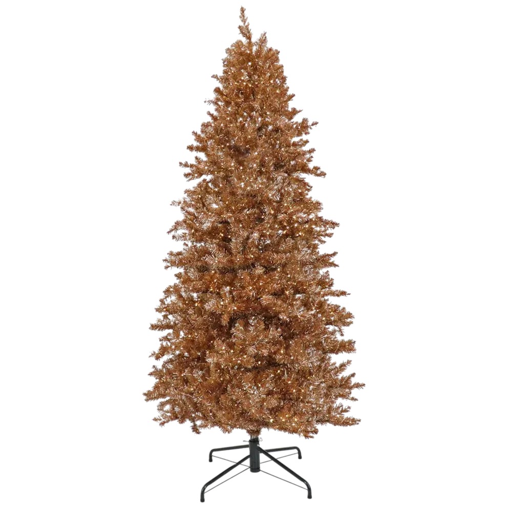 National Tree Company 10 ft Pre-Lit Artificial Christmas Tree, Rose Gold, Tinsel, 2720 Warm White LED Rice Lights, Includes Stand
