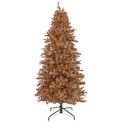 National Tree Company 10 ft Pre-Lit Artificial Christmas Tree, Rose Gold, Tinsel, 2720 Warm White LED Rice Lights, Includes Stand