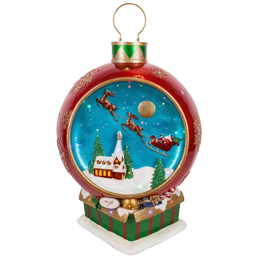 National Tree Company 34" Santa Sleigh Ball Ornament with Christmas Music